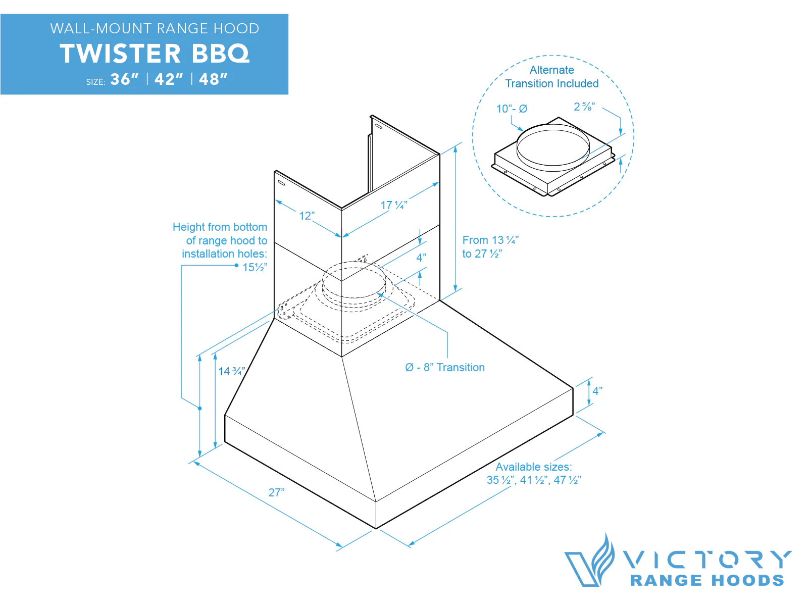 48 Inch 1200 CFM Outdoor Range Hood for BBQ - VICTORY Twister BBQ - Image 7