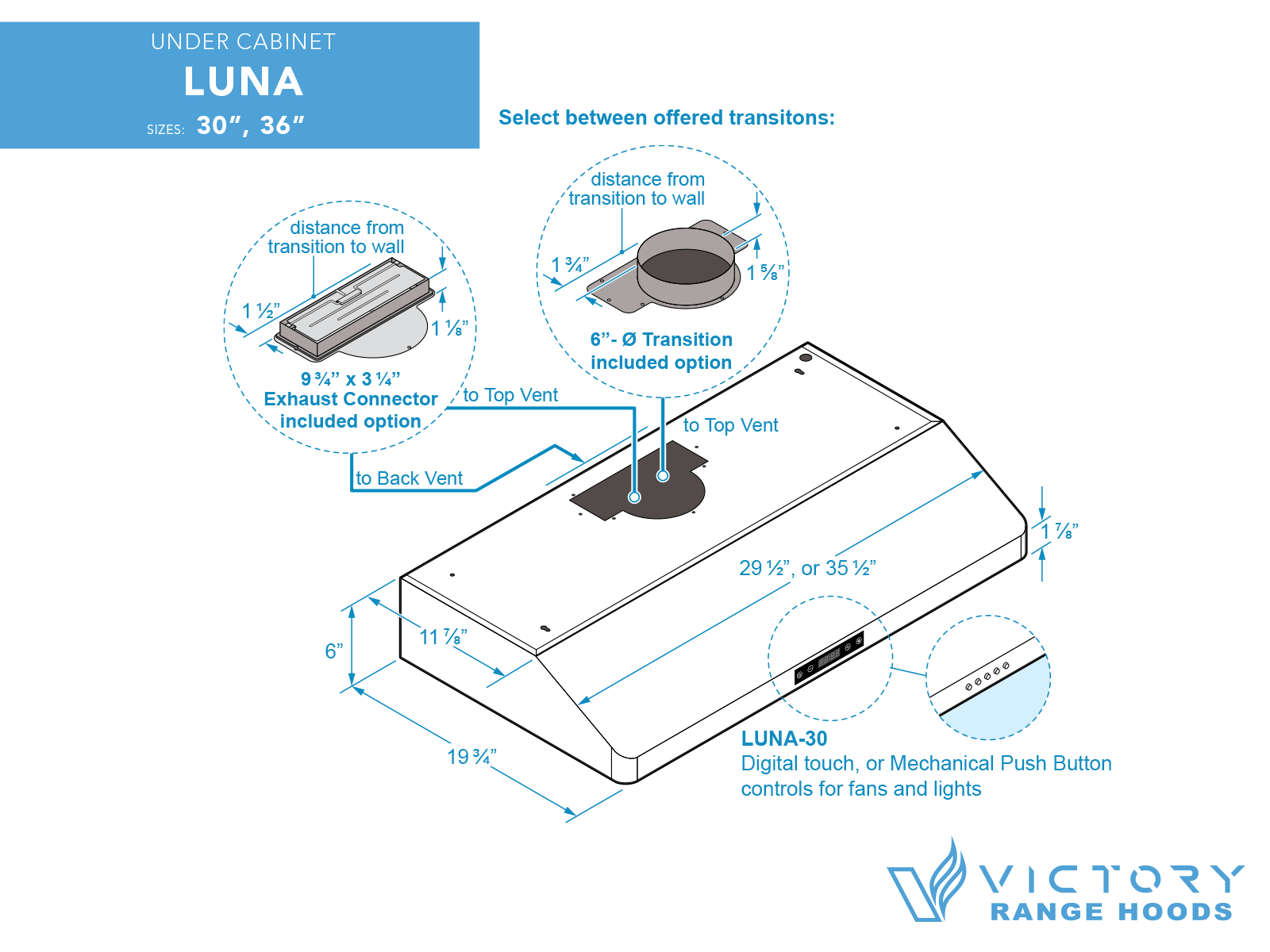 30 Inch 600 CFM Under Cabinet Range Hood with Touch Controls - VICTORY Luna - Image 8