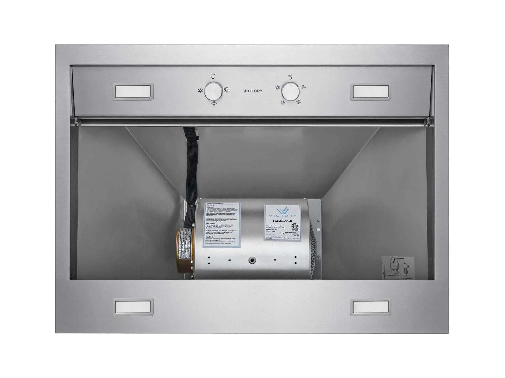 30 Inch Wall Mount Range Hood with 450/600 CFM Remote Blower - VICTORY Twister - Image 7