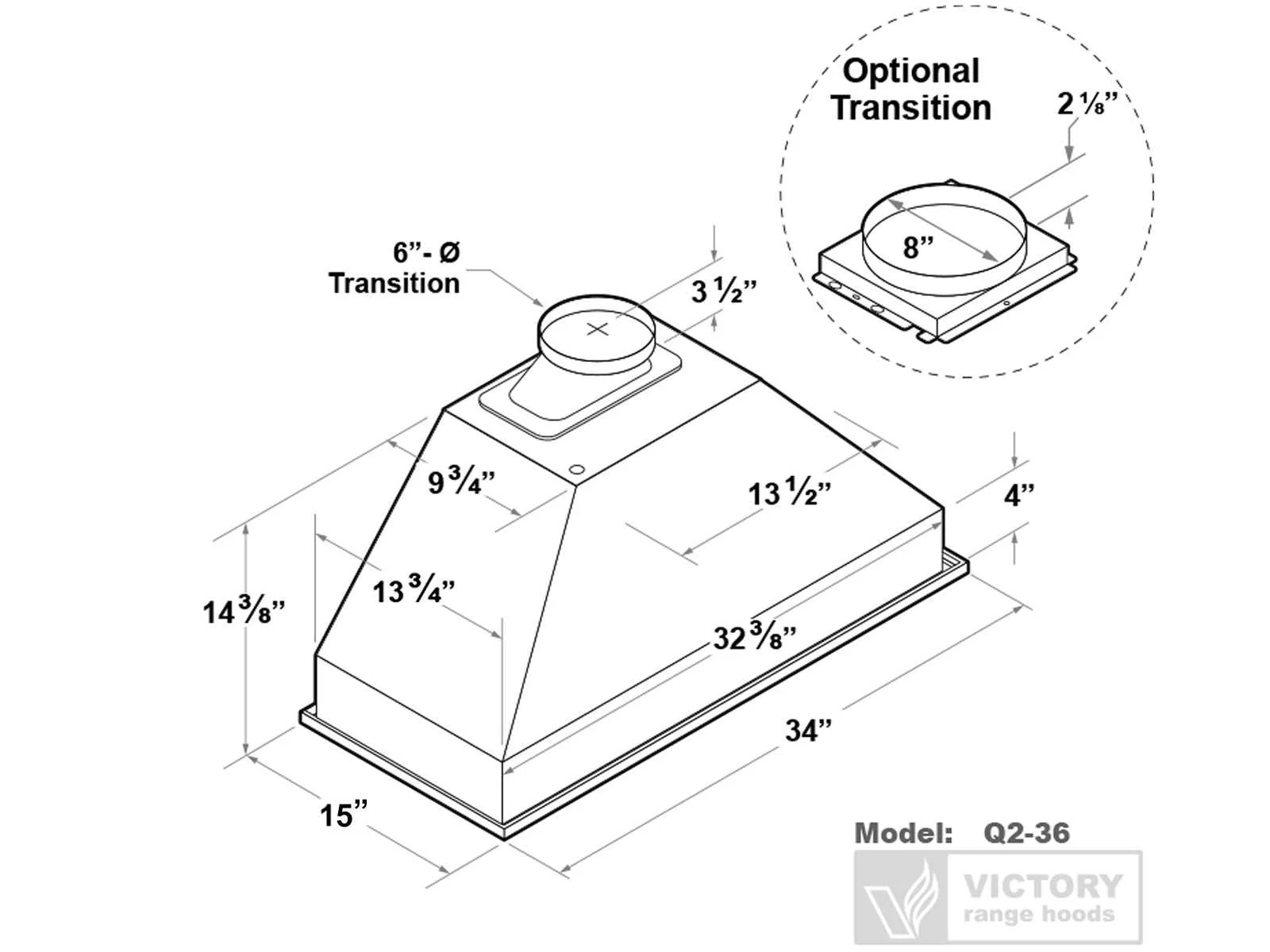 36 Inch 700 CFM Range Hood Insert - VICTORY Q2 (1st Gen) - Image 8