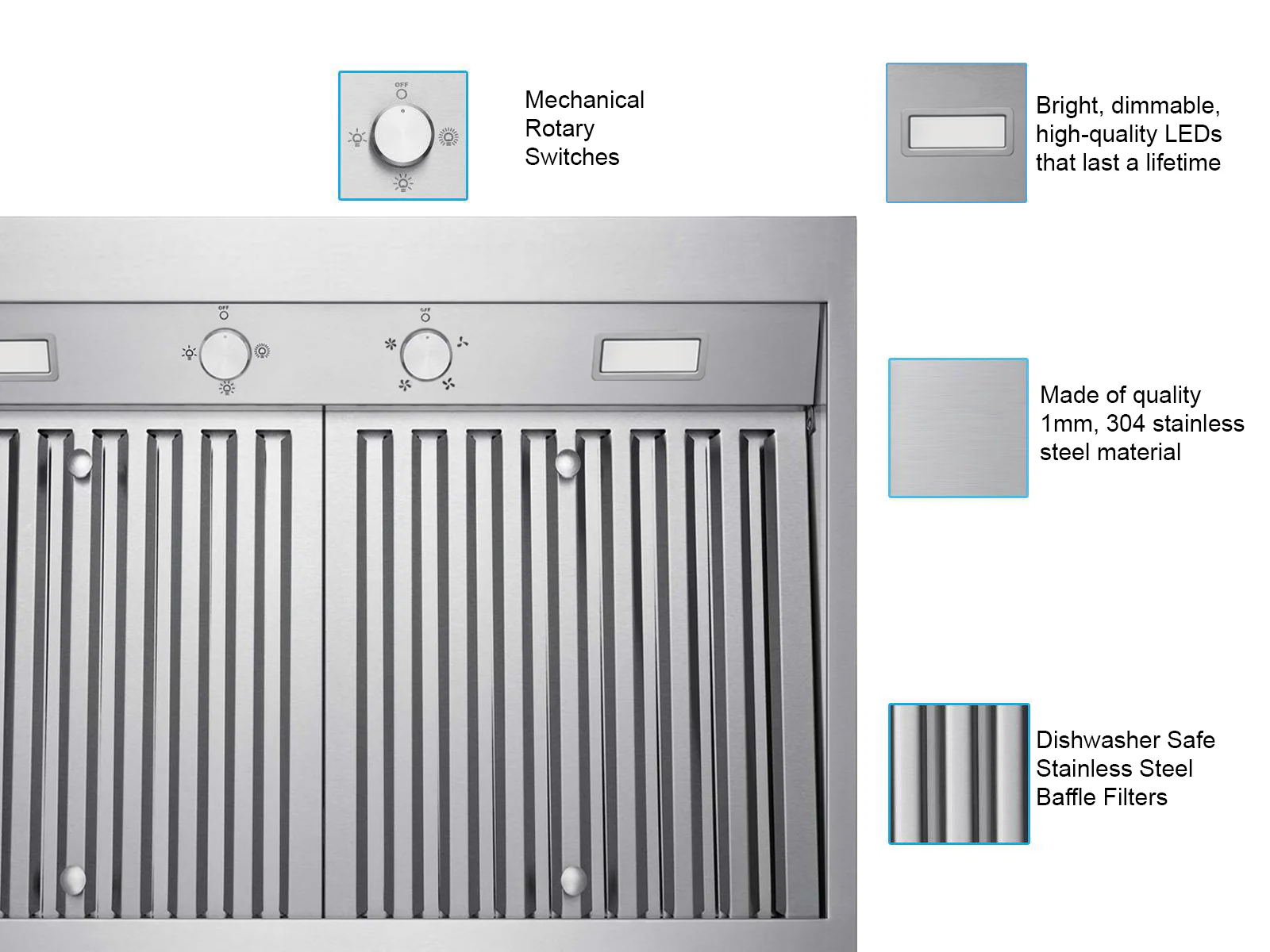 36 Inch 1200 CFM Under Cabinet Range Hood - VICTORY Hurricane - Image 3