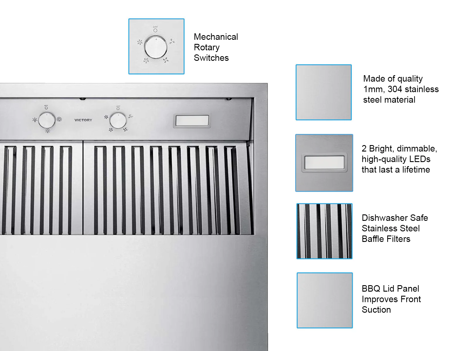 36 Inch 1200 CFM Outdoor Range Hood for Barbeques - VICTORY Twister BBQ - Image 5