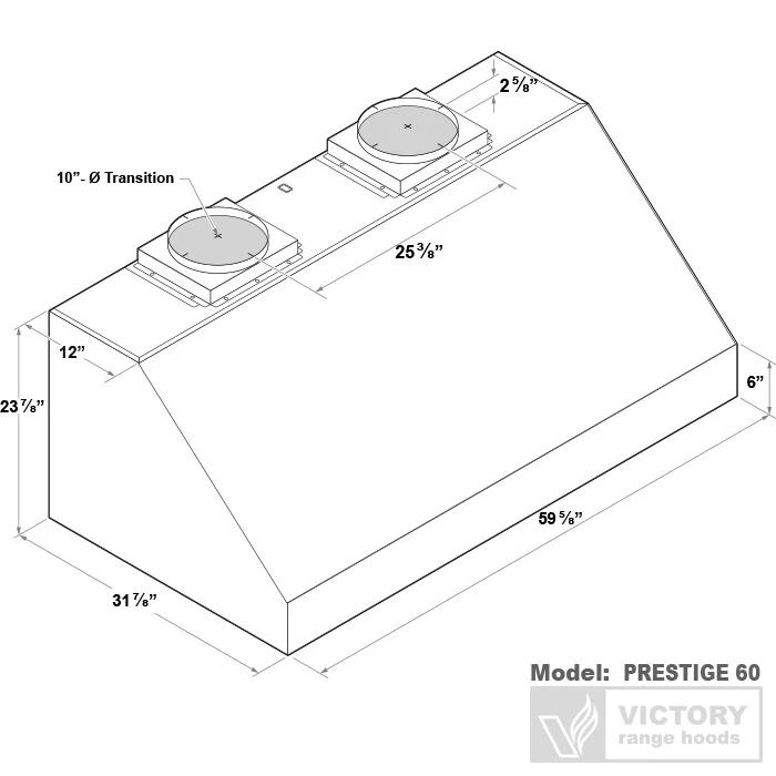 60 Inch 2300 CFM BBQ Range Hood - VICTORY Prestige - Image 6