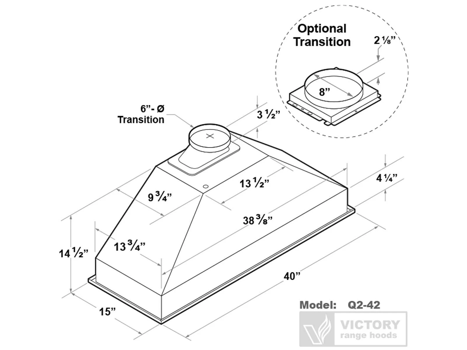 42 Inch 700 CFM Range Hood Insert - VICTORY Q2 - Image 8