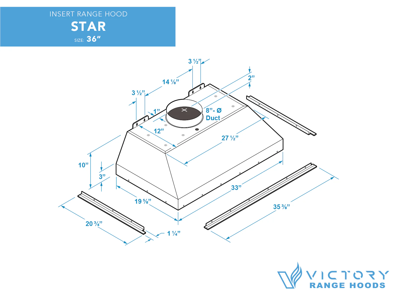 36 Inch 900 CFM Range Hood Insert - VICTORY Star - Image 5