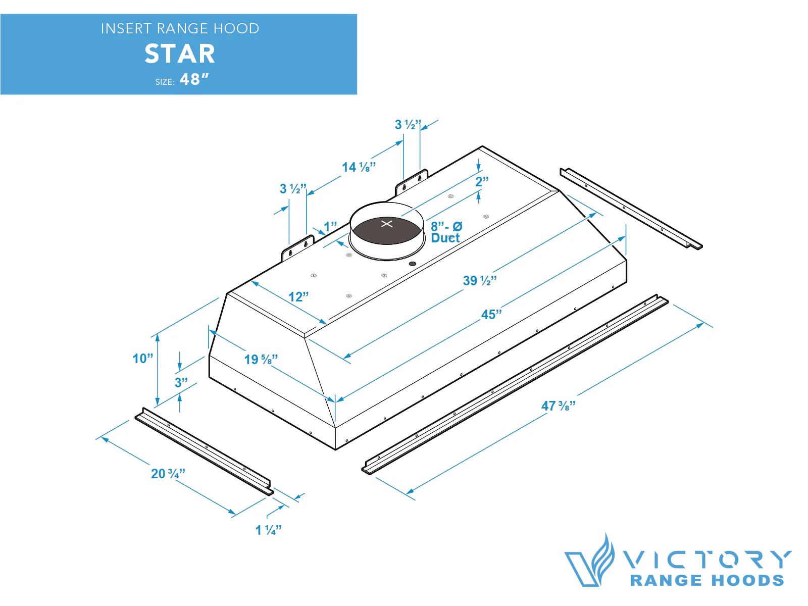 48 inch 900 CFM Range Hood Insert - VICTORY Star - Image 5